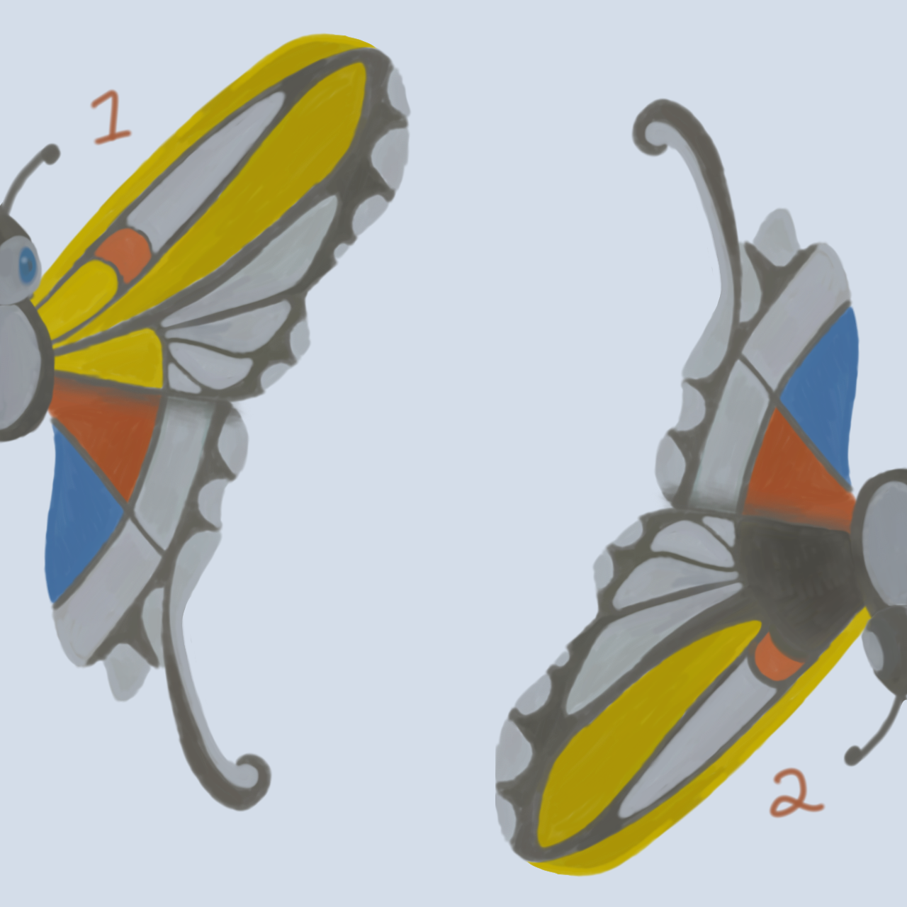 An illustration of the Pokemon Beautifly in a slightly more realistic style, resembling the common yellow swallowtail butterfly.